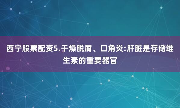 西宁股票配资5.干燥脱屑、口角炎:肝脏是存储维生素的重要器官