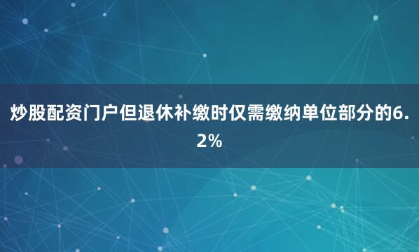 炒股配资门户但退休补缴时仅需缴纳单位部分的6.2%