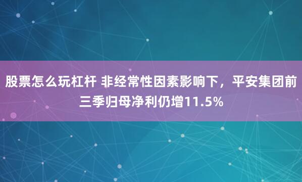 股票怎么玩杠杆 非经常性因素影响下,平安集团前三季归母净利仍增11.5%